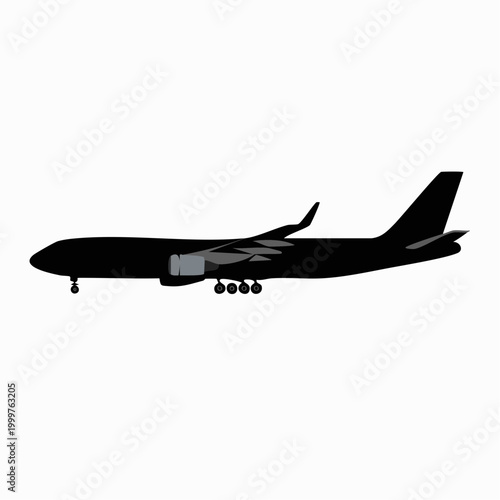 black airplane silhouette on white background