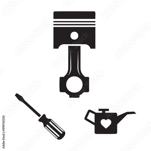 фотографія Auto repair dad engine piston and tool set