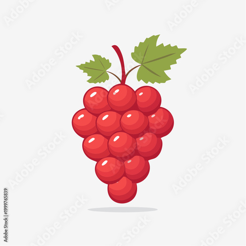 Illustration of a bunch of red grapes with leaves