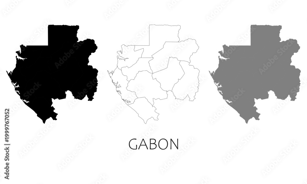 Fototapeta premium Gabon map in high quality (black, white, grey)