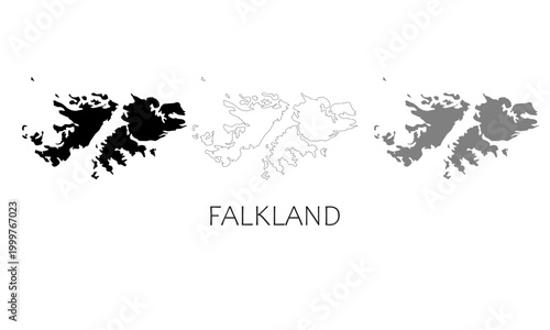 Falkland Islands map in high quality (black, white, grey)