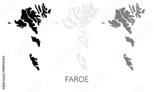 Bild auf Leinwand Faroe Islands map in high quality (black, white, grey)