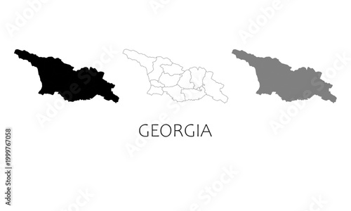 Georgia map in high quality (black, white, grey)