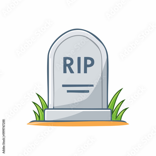 Cartoon RIP Tombstone with Grass