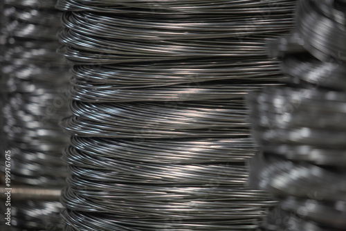 stacks of coiled wire in warehouse