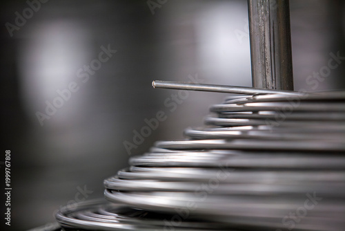 close up of metal wire end of spiral