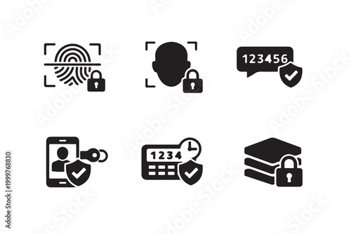multi factor authentication icons set on transparent background high quality professional detailed modern