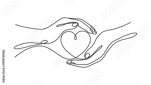 Hands holding a heart symbol.