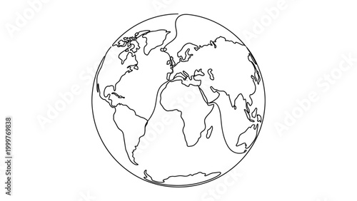 A line drawing of the Earth.