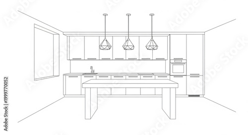 Minimalist Kitchen Interior with Modern Design Elements.