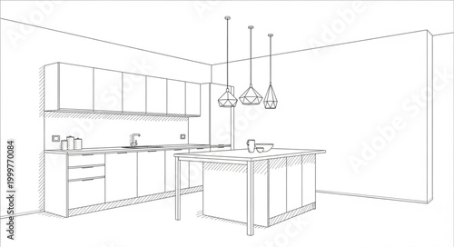 Minimalist Modern Kitchen Interior Design with Clean Lines.