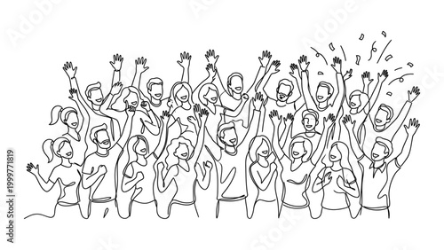 Diverse group of people celebrating together.