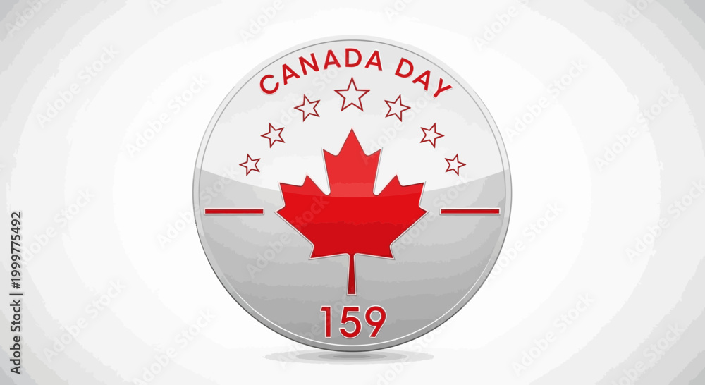 Obraz premium Canada Day Celebration Coin with Maple Leaf and Stars, 159th Anniversary