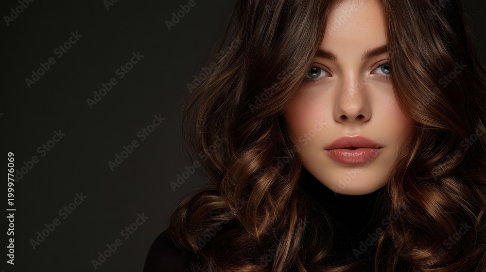Fototapeta premium 白人女性の美しい顔のクローズアップ。美容やファッション、ポートレート写真に最適なイメージ。