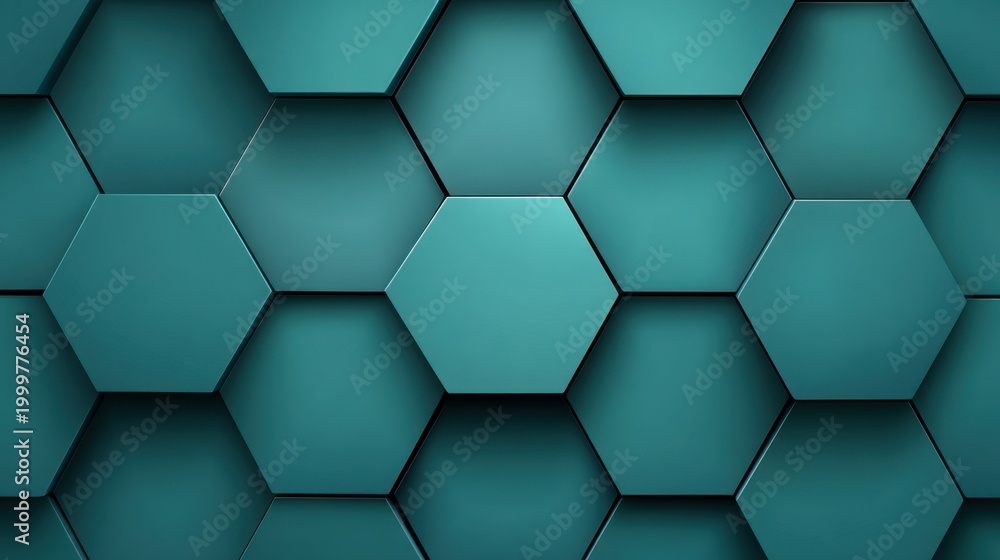 Textured teal hexagonal pattern background with three-dimensional effect for use in creative designs and abstract art projects.