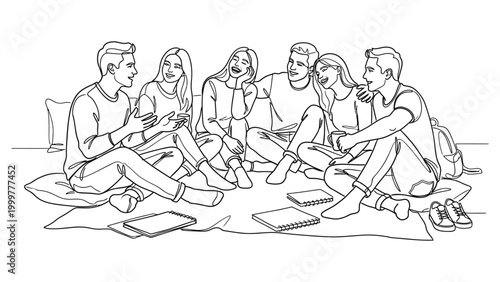 a group of young adults sitting together.
