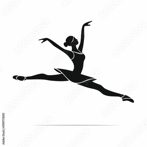 Silhouette of a ballerina performing a grand jeté