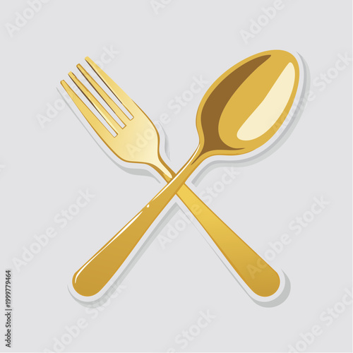 Golden Spoon and Fork Crossed