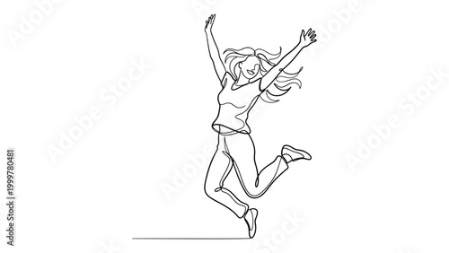 A woman jumping in the air with joy and freedom.