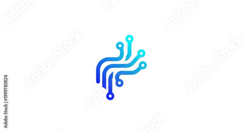 Abstract Digital Circuit Design Logo Illustration.