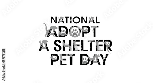 Fotografia Monochrome vector illustration promoting National Adopt a Shelter Pet Day, featu