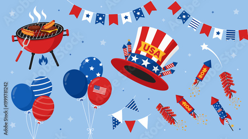 4th of July Party Elements 4th of July fireworks