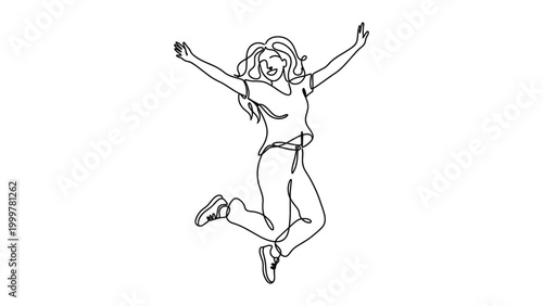 A woman jumping in the air with arms outstretched in joy and freedom.