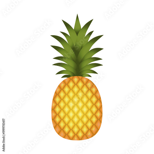 Pineapple with noise gradient texture, simple tropical fruit vector