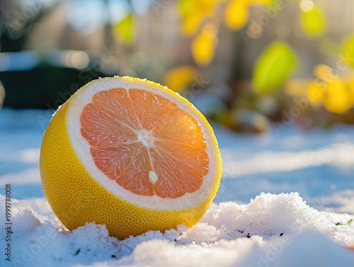 pomelo isolated on winter background