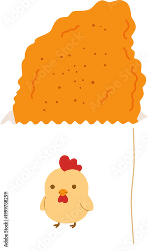 Large Taiwanese Fried Chicken Cutlet Illustration in Paper Bag