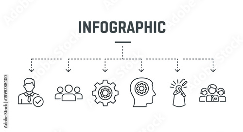 Infographic illustrating teamwork, idea generation, and growth through collaboration and gears.
