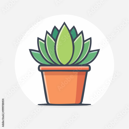 Stylized illustration of a succulent plant in a pot