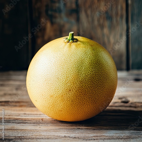 pomelo isolated on wooden background