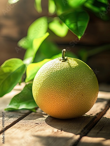 pomelo isolated on wooden background