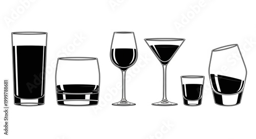 Collection of Various Glasses and Beverage Containers.