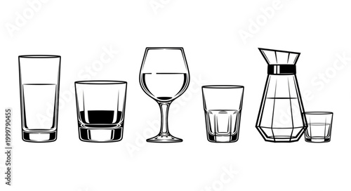 Collection of Various Glasses and Drinking Vessels.