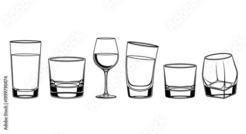 Collection of Various Glasses and Drinking Vessels.