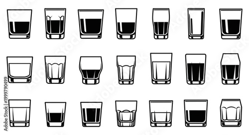 Collection of Various Glasses and Beverages Displayed.