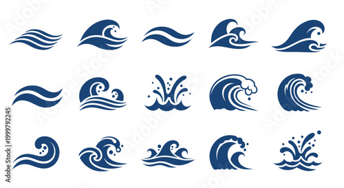 Collection of various wave icons.
