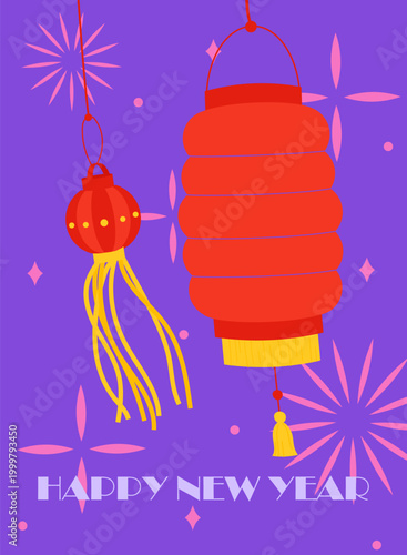 Chinese New Year Lanterns. Vector illustration