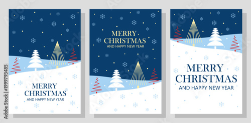 Winter Christmas Greeting Cards. Vector illustration