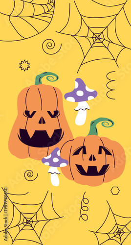 Halloween pumpkins pattern."" Vector illustration