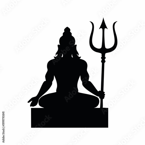 Silhouette of Lord Shiva meditating with Trishul