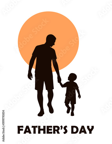 Father and child silhouette scene. Vector illustration