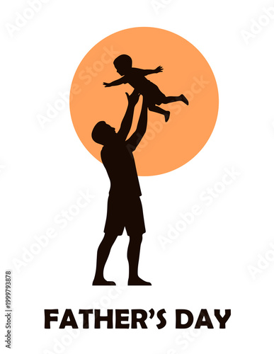 Father and child silhouette."" Vector illustration