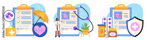 Health insurance forms. Vector illustration