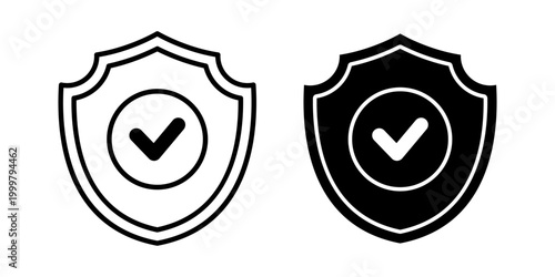 Check mark shield verified protection security trust approval validation safe system concept for digital use