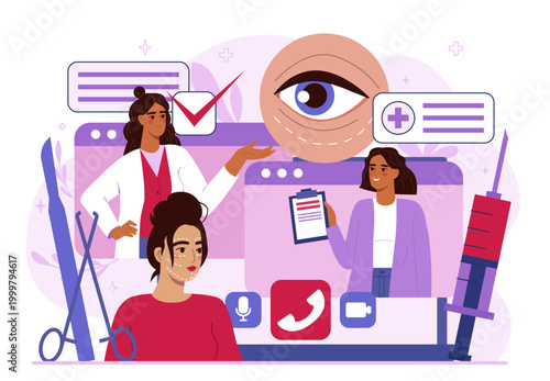 Cosmetic Surgery Consultation Scene. Vector illustration