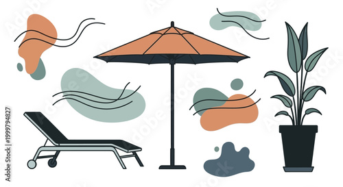 Obraz na plátne Beach lounge chair with umbrella.