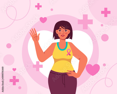 Breast cancer awareness woman. Vector illustration